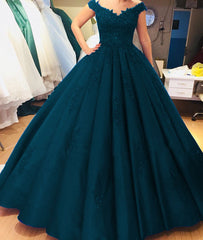 Lace V-neck Off Shoulder Satin Ball Gown Quinceanera Dresses