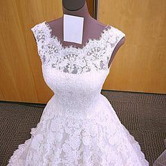 Vintage Cap Sleeves Open Back Lace Wedding Dresses
