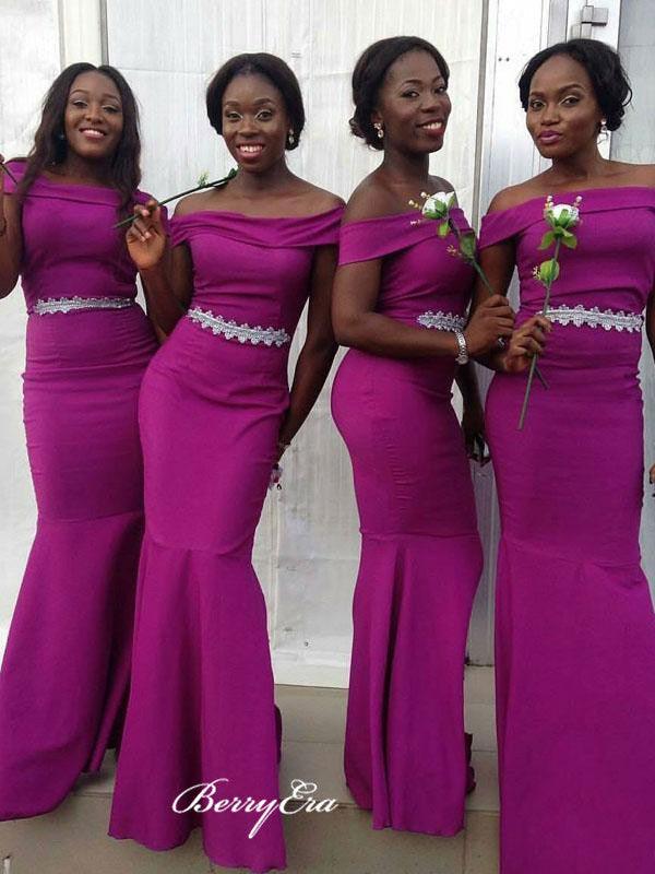 Off The Shoulder Bridesmaid Dresses, Trendy Mermaid Bridesmaid Dresses - RongMoon