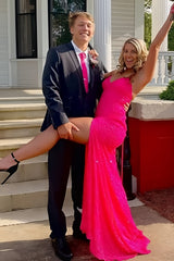 Black Sexy Sequin Trumpet Mermaid Prom Dress With Slit