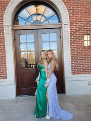 Black Sexy Sequin Trumpet Mermaid Prom Dress With Slit