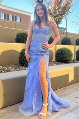 Purple Trumpet Mermaid Lace Up Lace Prom Dress