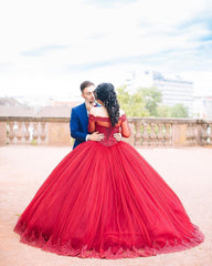 Maroon Tulle Long Sleeves Lace Wedding Dresses Ball Gowns 2017
