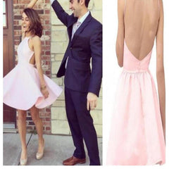 Cheap Light Pink Halter Deep V-back For Teens Short Petal Homecoming Dress,BD0076