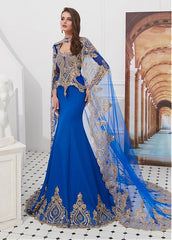 Spandex V-neck Mermaid Evening Dress With Detachable Shawl