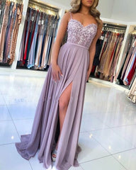 Purple Chiffon Appliques Backless Open Back Prom Dress
