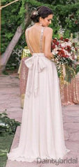 V-neck A-Line Chiffon Open Back Bridesmaid Dresses.DB10158