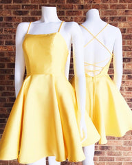 Short Satin Homecoming Dresses Lace Up Back