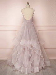 Simple Lotus root starch tulle long prom dress, tulle evening dress - RongMoon