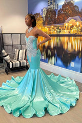 High Neck Mermaid Mint Green Satin Prom Dress