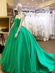 Sexy Sweetheart Long Satin Wedding Dresses Ball Gowns 2017