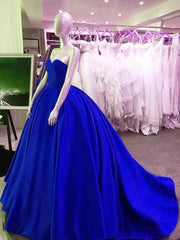 Sexy Sweetheart Long Satin Wedding Dresses Ball Gowns 2017