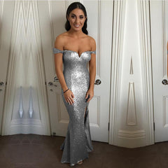 Off Shoulder Long Sequins Mermaid Bridesmaid Dresses