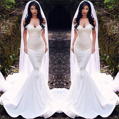 Mermaid Court Train Appliques Off The Shoulder Bride Wedding Dresses