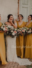 New Arrival V-neck Floor Length A-line Side Slit Long Bridesmaid Dresses.DB10429