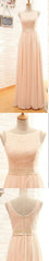 Vintage Long Column  Lace Top Bateau Neck Sleeveless Blush Pink Zipper Back Maxi Bridesmaid Dresses, WG15