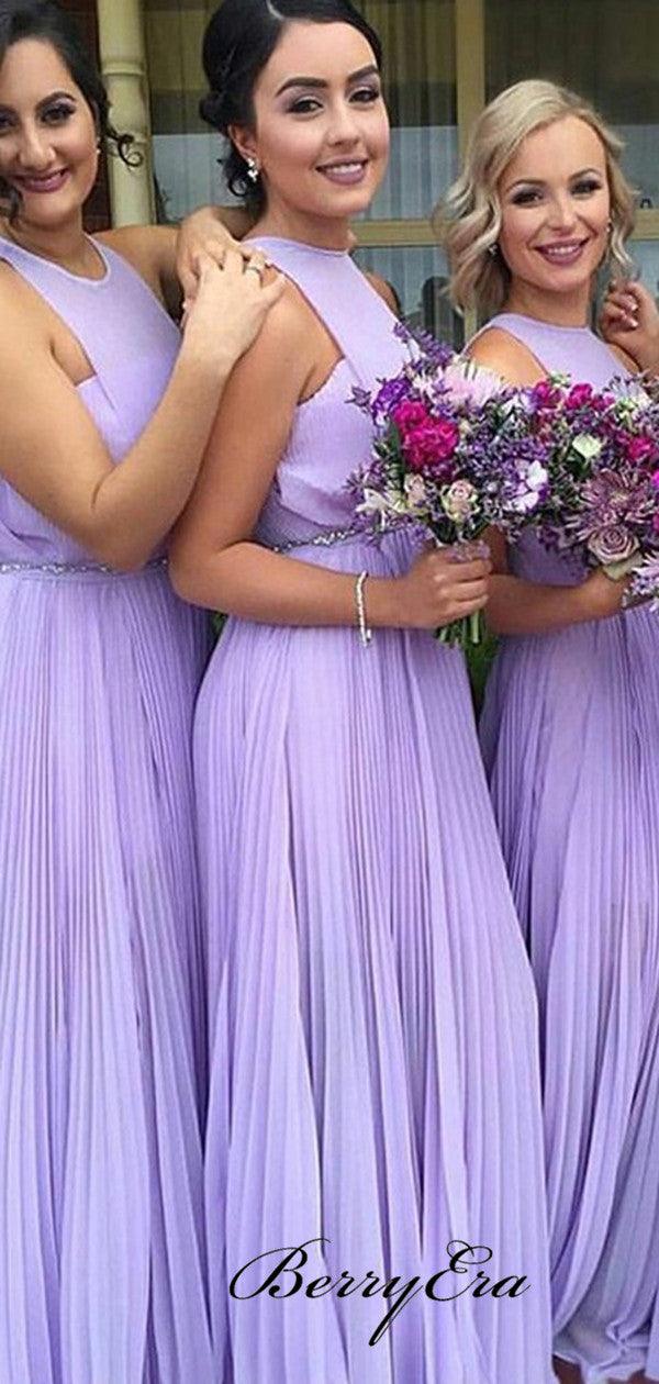 Light Purple A-line Bridesmaid Dresses, Chiffon Bridesmaid Dresses - RongMoon