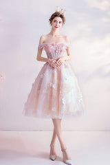 Pink sweetheart tulle lace short prom dress pink cocktail dress - RongMoon