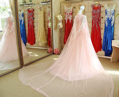 Pink Lace Long Sleeves Prom Dresses 2017