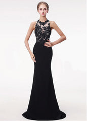 Halter Satin Black Mermaid Evening Prom Dress