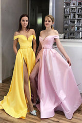 Simple sweetheart satin long prom dress evening dress - RongMoon