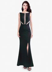 Cotton Bateau Mermaid Formal Dress With Slit