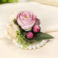 Wedding Sister Wrist Flower Wedding Bridesmaid Pearl Bracelet Wrist Decorative Flower, CG61425