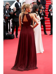Blake Lively Burgundy Celebrity Prom Dress Cannes Film Festival 2014 Red Carpet