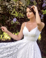 Vintage 1950s Tea Length Lace Wedding Reception Dress