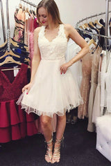 Lace Jewel Open Back Tulle Short Prom Dress