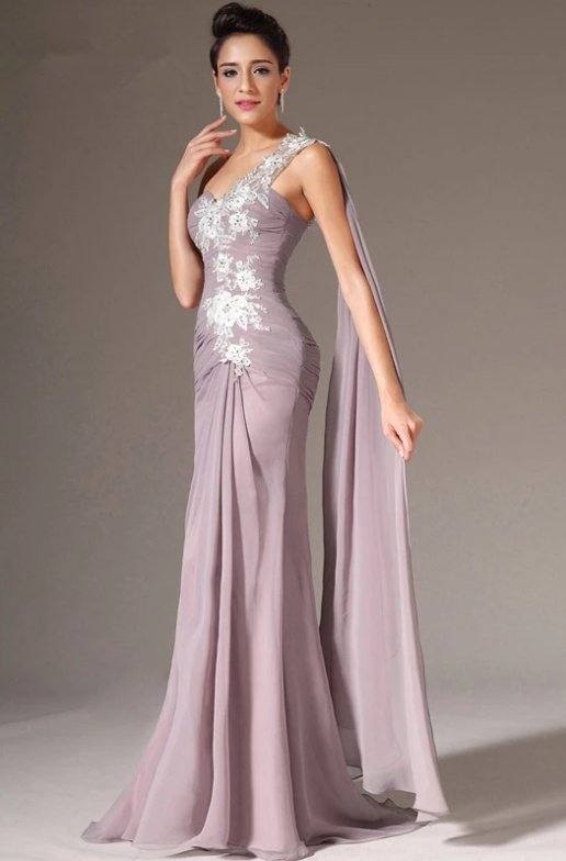 One-shoulder Evening Dresses Mermaid Chiffon Lace Beaded Long Formal Party Evening Gown Prom Dresses Robe De Soiree - RongMoon