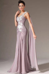 One-shoulder Evening Dresses Mermaid Chiffon Lace Beaded Long Formal Party Evening Gown Prom Dresses Robe De Soiree - RongMoon