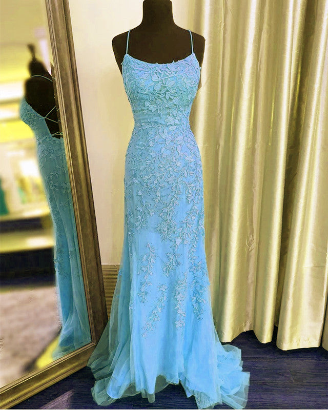 Backless Mermaid Lace Prom Dresses