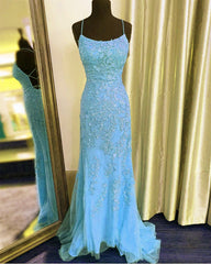 Backless Mermaid Lace Prom Dresses