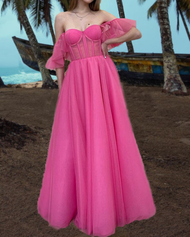 Corset Prom Dresses Tulle Off The Shoulder