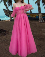 Corset Prom Dresses Tulle Off The Shoulder