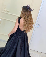 Elegant Beaded V Neck Split Evening Dresses Satin