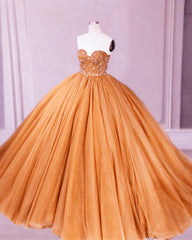 Ball Gown Strapless Beaded Corset Dresses