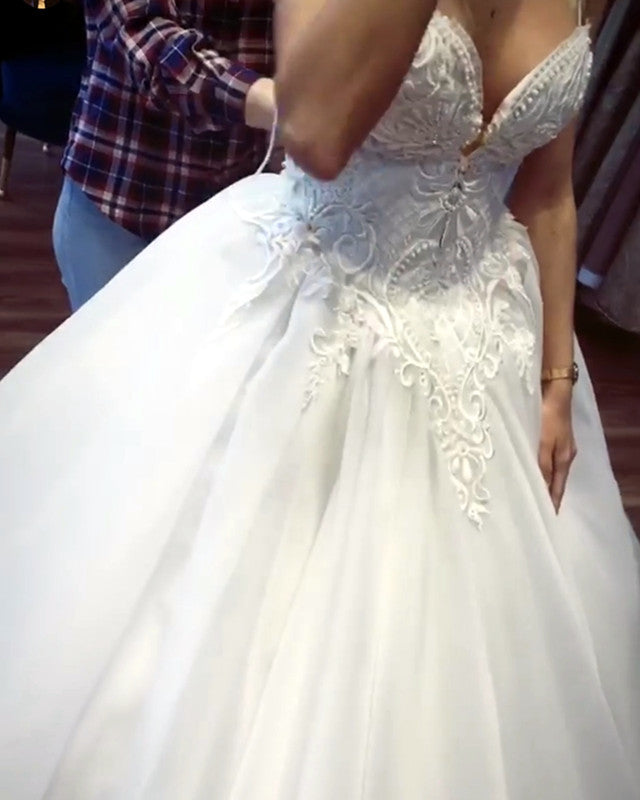 Lace Embroidery Wedding Dresses Sweetheart Ball Gown