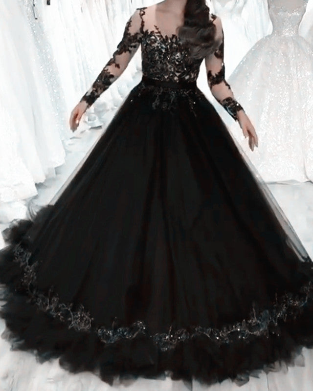 Long Sleeves Quinceanera Dresses Ball Gown Appliques Ruffles