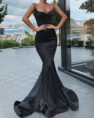 Spagehetti Straps V Neck Corset Mermaid Prom Dresses
