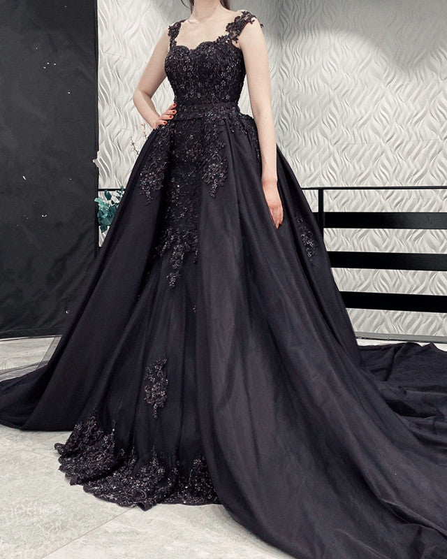 Mermaid Appliques Dresses Removable Skirt