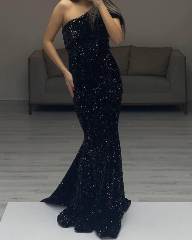 Mermaid Sequin One Shoulder Dress