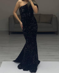 Mermaid Sequin One Shoulder Dress