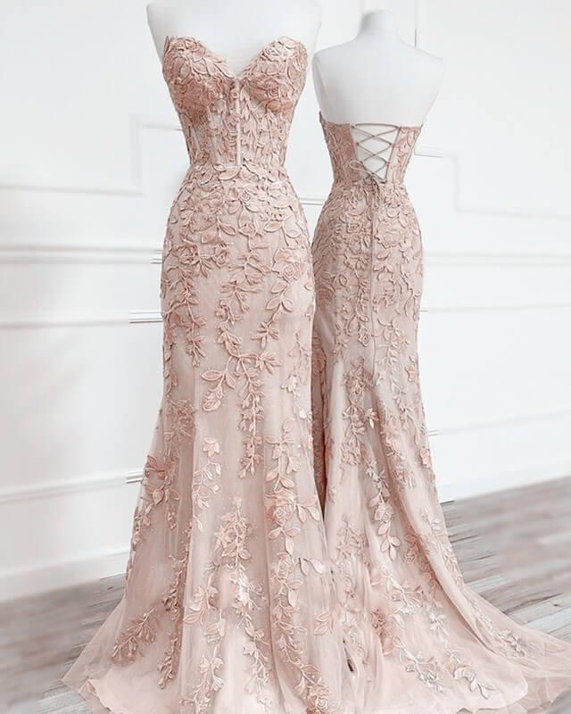 Mermaid Sweetheart Corset Lace Prom Dress - RongMoon