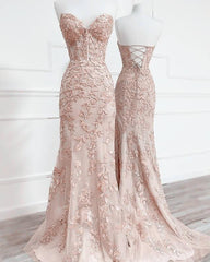 Mermaid Sweetheart Corset Lace Prom Dress - RongMoon