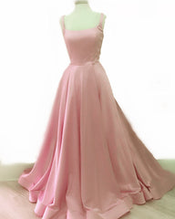 Spaghetti Straps Ball Gown Satin Prom Dresses
