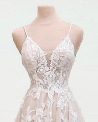 Boho Wedding Dress V Neck Lace Embroidery