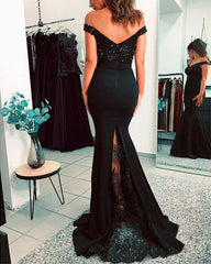 Lace Train Mermaid Dresses Off The Shoulder