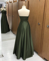 Strapless Satin Floor Length Bridesmaid Dresses